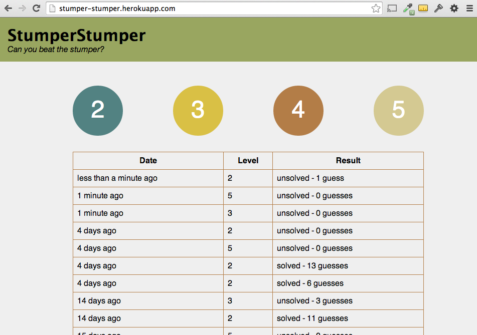StumperStumper - A game based on an old Texas Instruments toy